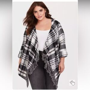 Torrid Flannel Drape Fringe Hem